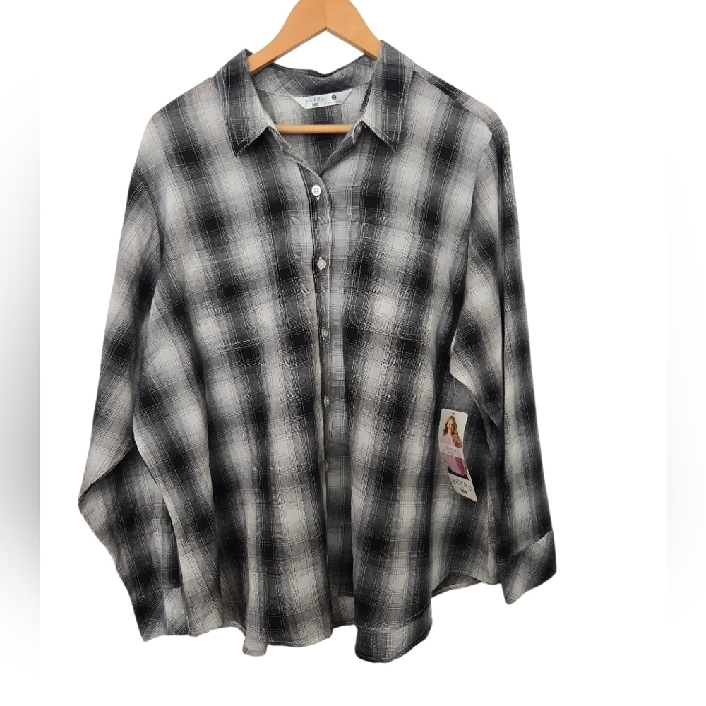 NWT Lee Black and White Checkered Casual Shirt 1x